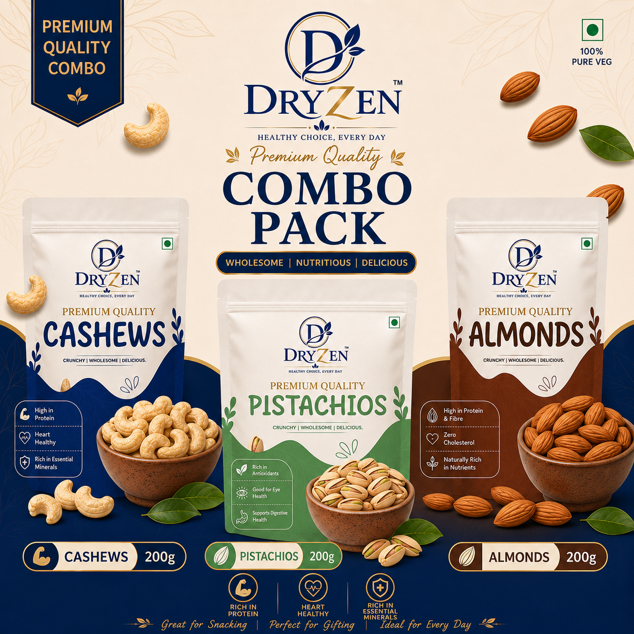 60f48a2f-312d-4763-9c41-cbda07e3a53b Cashew & Almonds & Pistachio Combo - Image 1